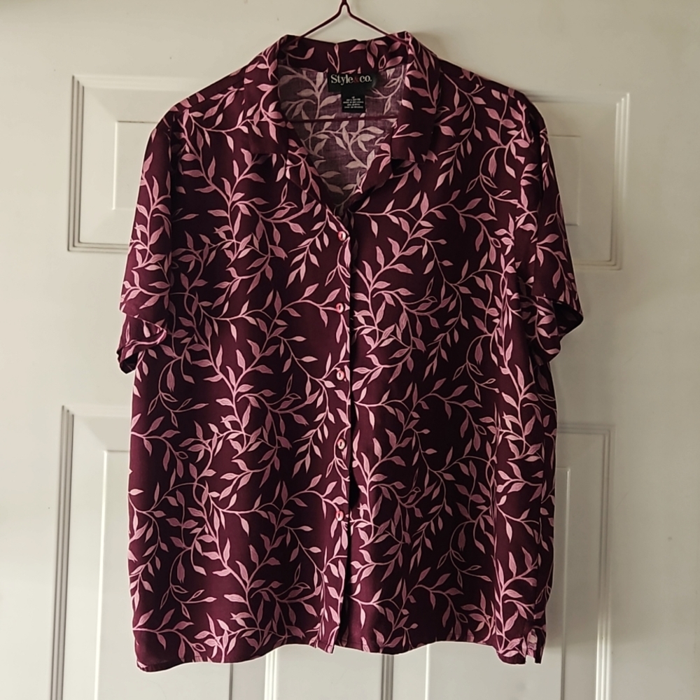 Style & Co Women's short sleeve button-up top